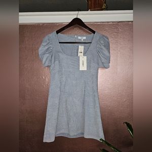 Women's Baby Blue Peasant Sleeve Ribbed Mini Dress 8